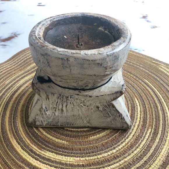 Found Wood Other - 💖 NWT Solid wood candle holder. Distressed rustic farmhouse design! 🕯